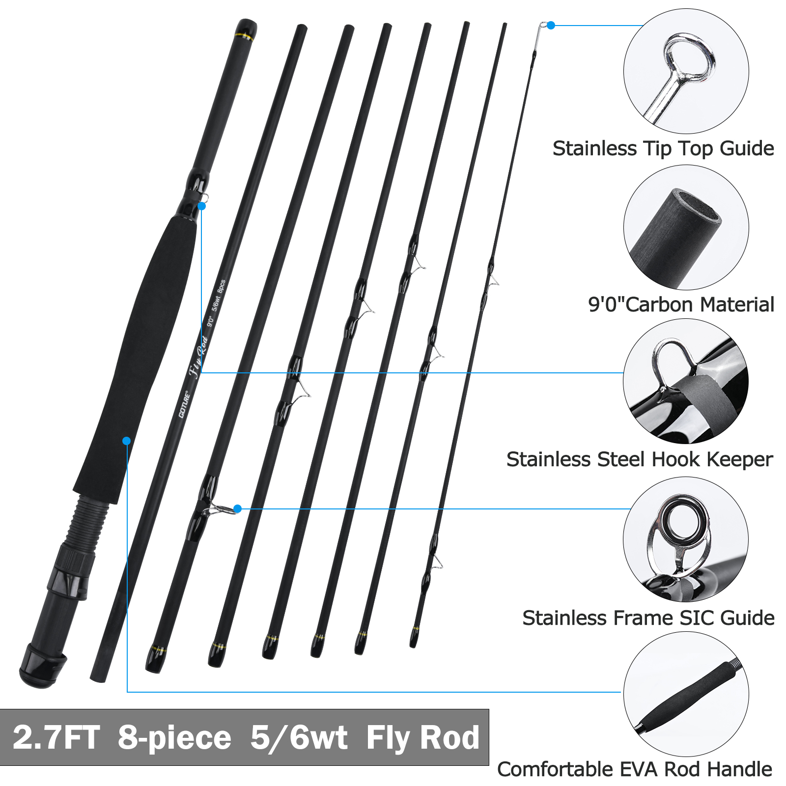 Goture 8Section Travel Fly Fis - Fishing Rod Fly 리뷰 및 가격