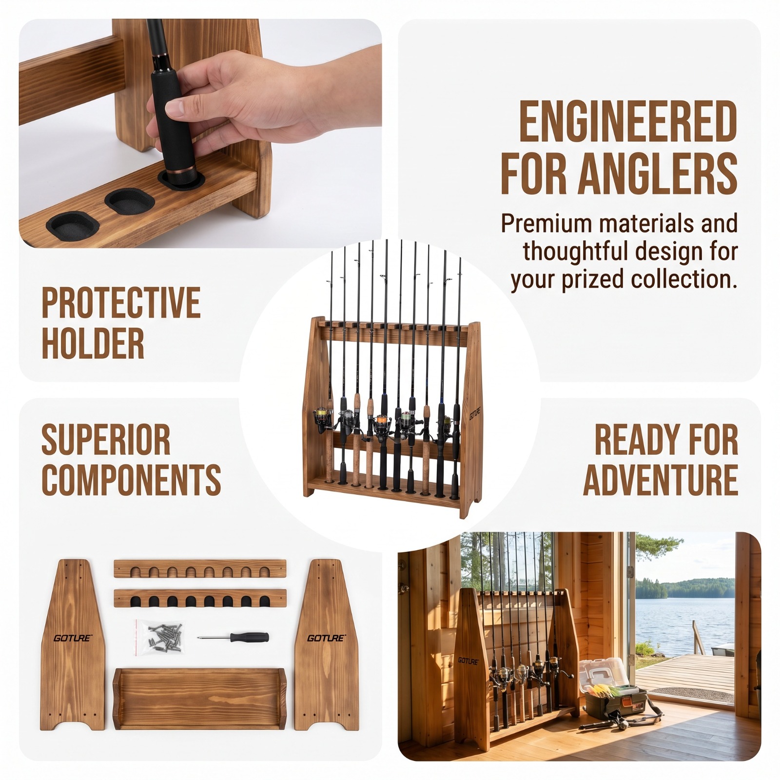 Goture 10 Slots Carbonized Pin - Fishing Rod Rack 리뷰 및 가격