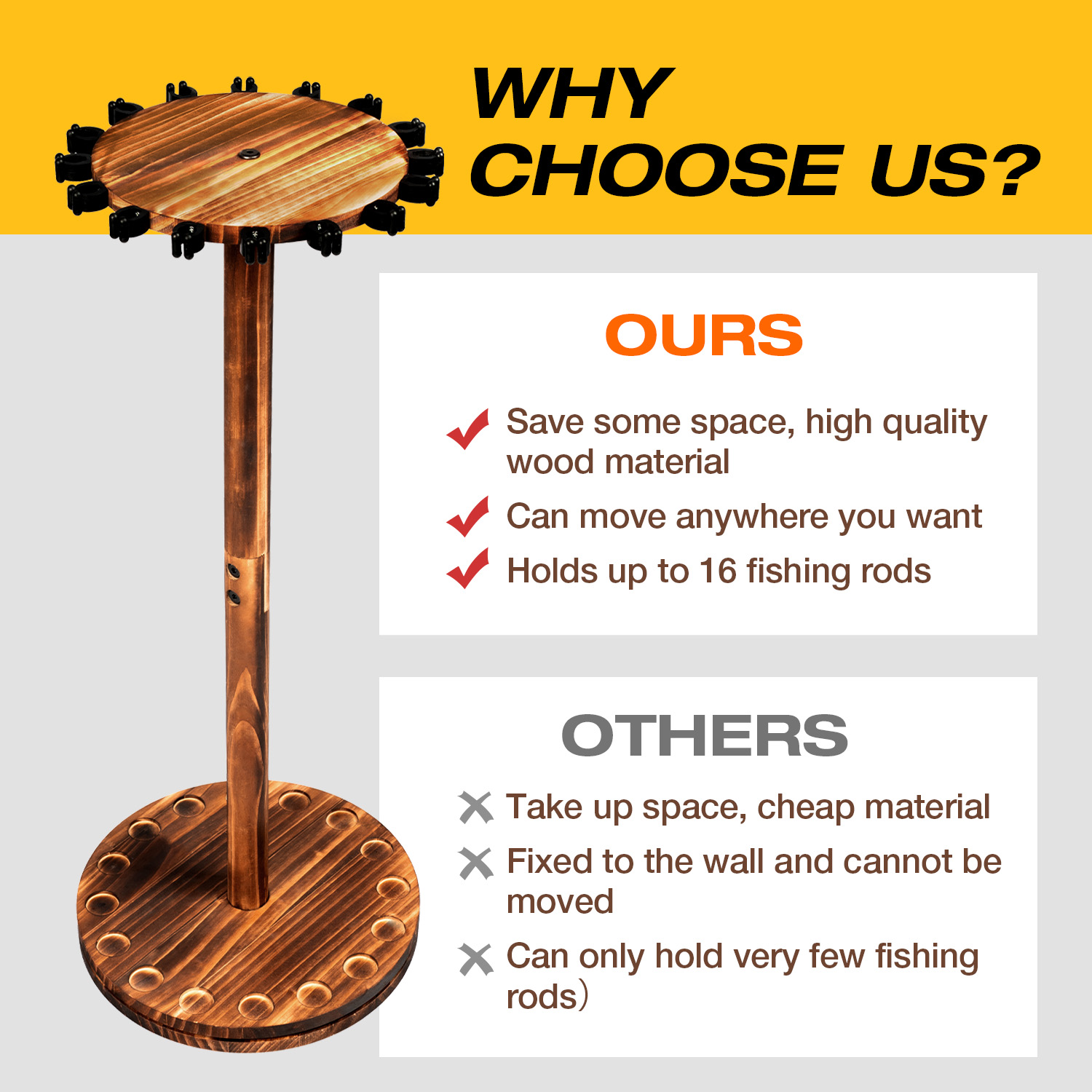 Round Carbonized Wood Fishing  - Fishing Rod Rack 리뷰 및 가격