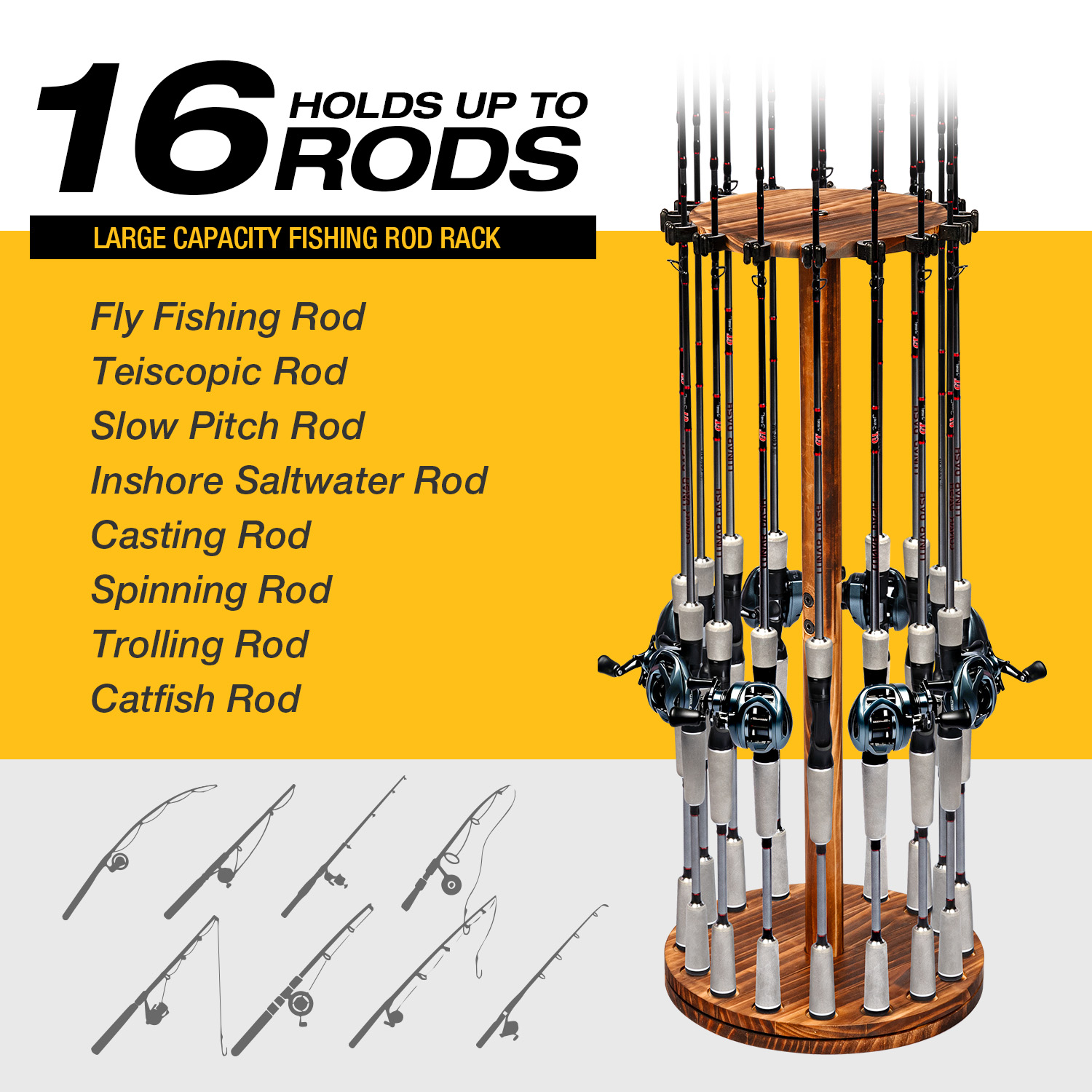 Round Carbonized Wood Fishing  - Fishing Rod Rack 리뷰 및 가격